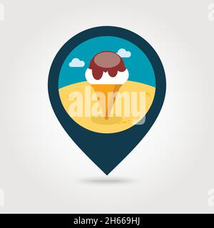 Ice Cream vector pin map icon. Map pointer. Summer Map markers. Holiday ...
