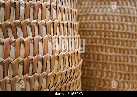 Straw basket detail texture background Stock Photo