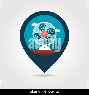 Ventilator vector pin map icon. Map pointer. Summer Map markers. Summertime. Vacation, eps 10 Stock Vector