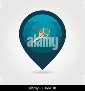Helicopter vector pin map icon. Travel Map pointer. Summer Map markers ...