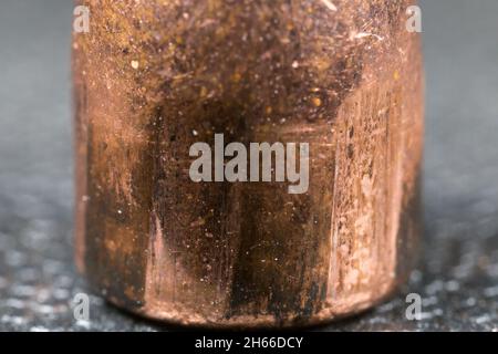 Macro of rifling on bullet Stock Photo