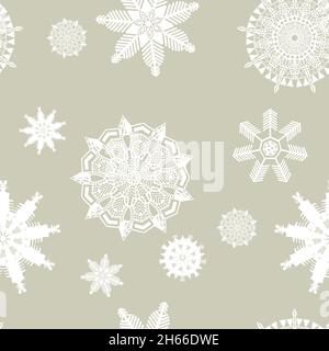 patern white falling snowflakes on a light background Stock Vector