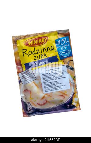 A packet of instant Zurek, Polish Sour Rye Soup, produced in Poland by Nestle. Stock Photo