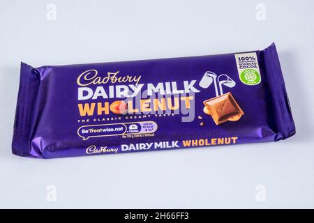 A bar of Cadbury's Dairy Milk Wholenut chocolate. Stock Photo
