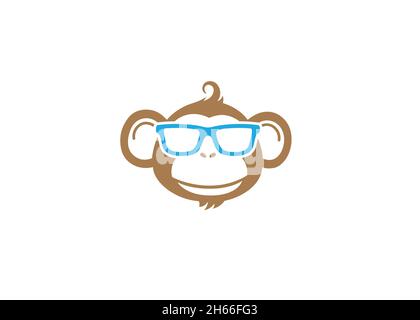Creative Monkey Geek Logo Vector Symbol Icon Design Illustration Stock Vector