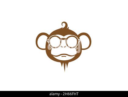 Creative Monkey Geek Logo Vector Symbol Icon Design Illustration Stock Vector
