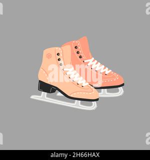 Women pink ice skates for figure skating. Vector illustration Stock Vector