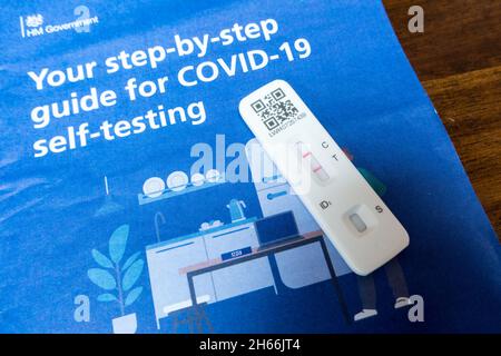 Covid Positive result on a home test kit aka Rapid Lateral Flow test Stock Photo