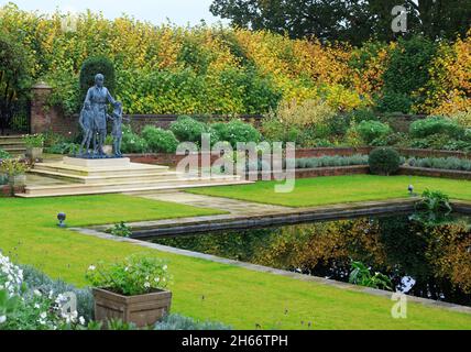Princess Diana Memorial, Kensington Gardens, London 2021.  The Statue was unveiled in July 2021 to commemorate her 60th Birthday. Stock Photo
