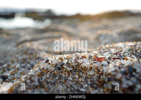Close-up of glass sand on Kauai Glass Beach Stock Photo