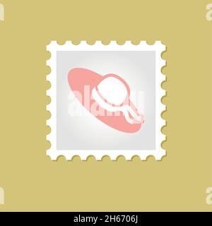 Beach Hat vector stamp outline, eps 10 Stock Vector