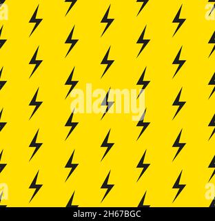 Vector cartoon lightnings and thunder seamless pattern flat design Stock Vector