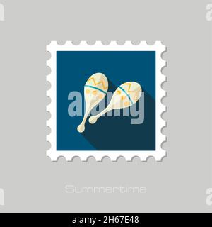 Maracas vector flat stamp with long shadow. Beach. Summer. Summertime. Vacation, eps 10 Stock Vector