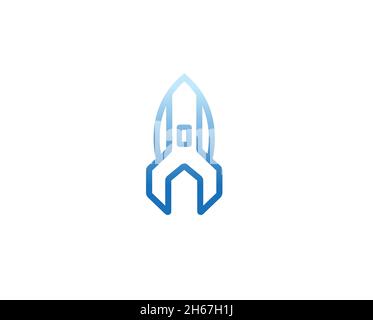 Creative Blue Rocket Launch Logo Symbol Vector Design Illustration Stock Vector
