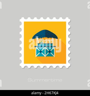 Cafe Bar bungalows on the beach vector stamp. Beach. Summer. Summertime. Holiday. Vacation, eps 10 Stock Vector