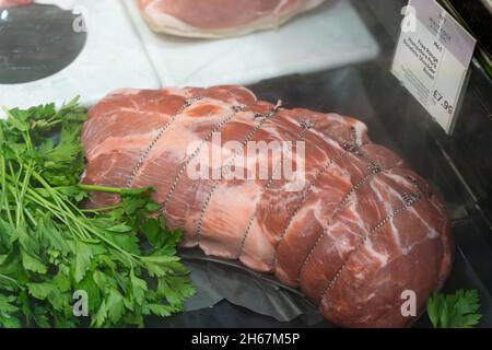 Free range Pork Boneless Shoulder Roast Stock Photo