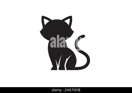 Black Cat Logo or icon stock vector. Illustration of clean - 130733638