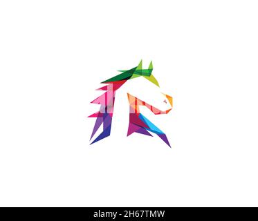 creative abstract colorful horse logo vector design symbol Stock Vector
