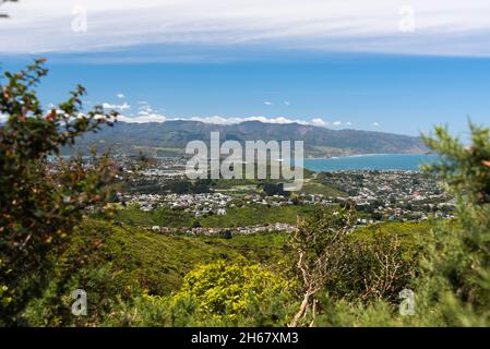 Panorama of Wellington, New Zealand from Hawkins Hill Stock Photo