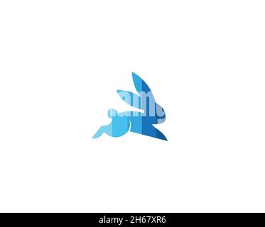 Creative Running Rabbit Logo Vector Symbol Icon Design Illustration Stock Vector
