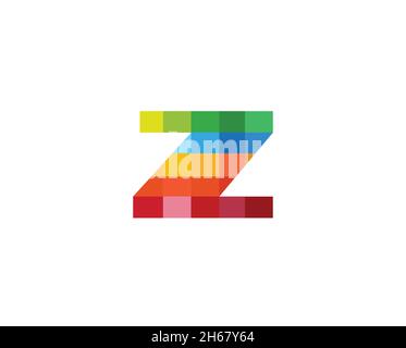 Creative Colorful Z Letter Pixel  Logo Vector Symbol Icon Design Illustration Stock Vector