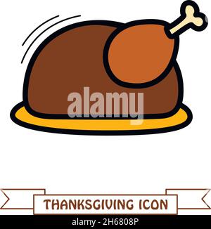 Roasted chicken turkey icon vector logo set collection for web app ui ...
