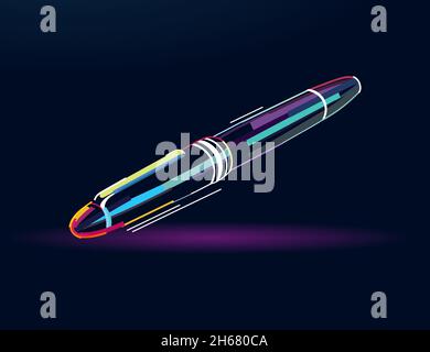 Closed Cap Ballpoint Pen, Fountain Pen, Ball Pen, abstract, colorful drawing. Vector illustration of paints Stock Vector