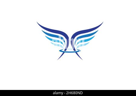 Creative Blue Wings Logo Vector Design Symbol Stock Vector