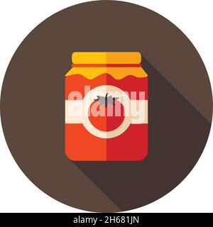 Tomato canned flat icon with long shadow, eps 10 Stock Vector