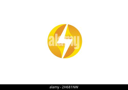 Flash Golden Circle Thunder Logo Vector Design Illustration Stock Vector