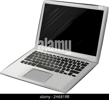 Laptop computer from multicolored paints. Splash of watercolor, colored drawing, realistic. Vector illustration of paints Stock Vector