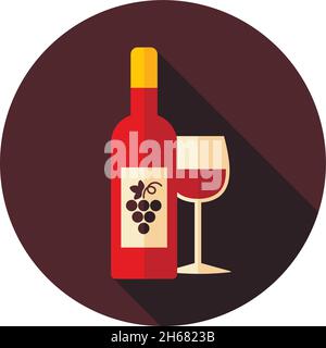 Wine  flat icon with long shadow, eps 10 Stock Vector