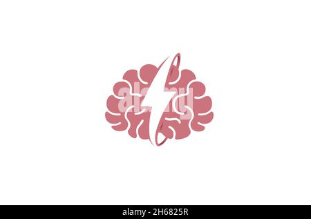 Creative Brain Power Flash Logo Symbol Design Illustration Stock Vector