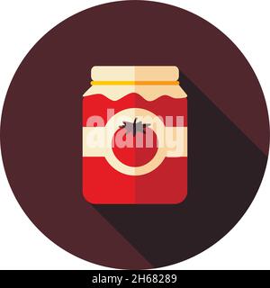 Tomato canned flat icon with long shadow, eps 10 Stock Vector