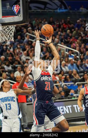 Washington Wizards center Daniel Gafford (21) goes up for a dunk but is  fouled by New Orleans Pelicans center Willy Hernangomez (9) in the first  half of an NBA basketball game in
