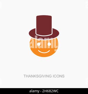 American Pilgrim children icon, Thanksgiving day, eps 10 Stock Vector