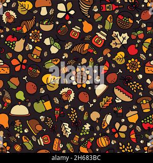Seamless thanksgiving pattern motif can be used in textiles, for book design, website background Stock Vector