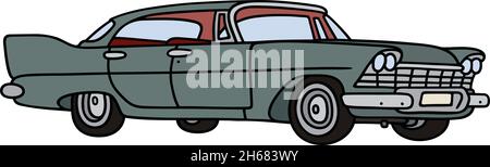 The vectorized hand drawing of an old big american car Stock Vector