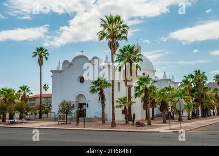 Immaculate Conception Catholic Church in Ajo, Arizona.  Stock Photo