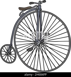 The vectorized hand drawing of a historical bicycle Stock Vector