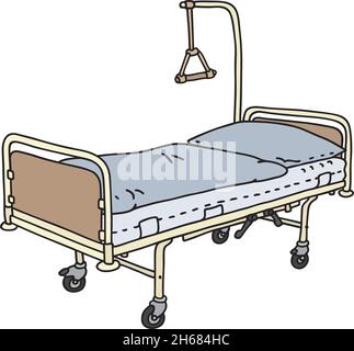 The vectorized hand drawing of an old metal hospital bed Stock Vector