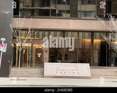 Calgary, Alberta,  Canada - November 13, 2021:Altius center. Tall skyscrapers in Calgary downtown. Stock Photo