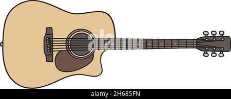 The vectorized hand drawing of an accoustic guitar Stock Vector