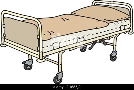 The vectorized hand drawing of an old metal hospital bed Stock Vector