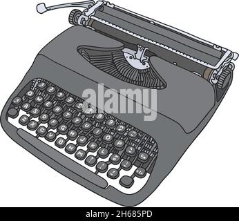 The vectorized hand drawing of a retro sutcase typewriter Stock Vector