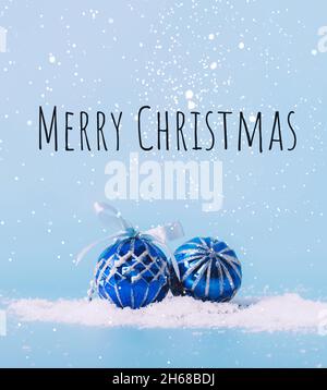 Blue minimalist modern Christmas greeting card with green tree Stock ...