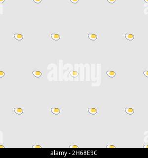 Boiled egg pixel art pattern seamless. Half an egg 8 bit background. pixelated food vector texture Stock Vector