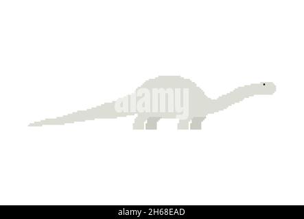 Diplodocus pixel art dinosaur. pixelated Ancient animal. 8bit Dino prehistoric monster. Beast is Jurassic period Stock Vector
