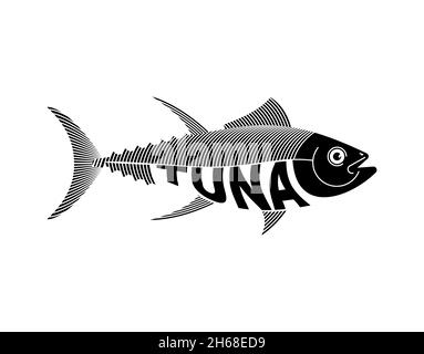 Tuna sign. Icon tunny Seafood fish. Symbol vector illustration Stock Vector