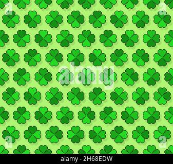 Shamrock pixel art pattern seamless. 8 bit Clover background. pixelated St.Patrick 's Day Irish holiday backdrop Stock Vector